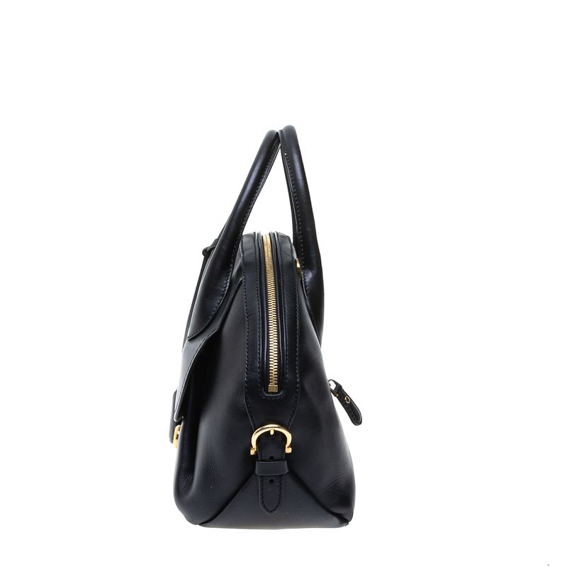 Bolsa-Salvatore-Ferragamo-Tote-Preta-com-Fechadura