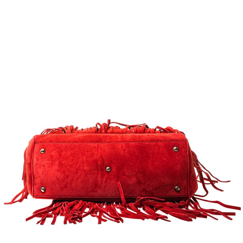 Bolsa-Gucci-Bamboo-Fringe-Tote-Camurca-Vermelha