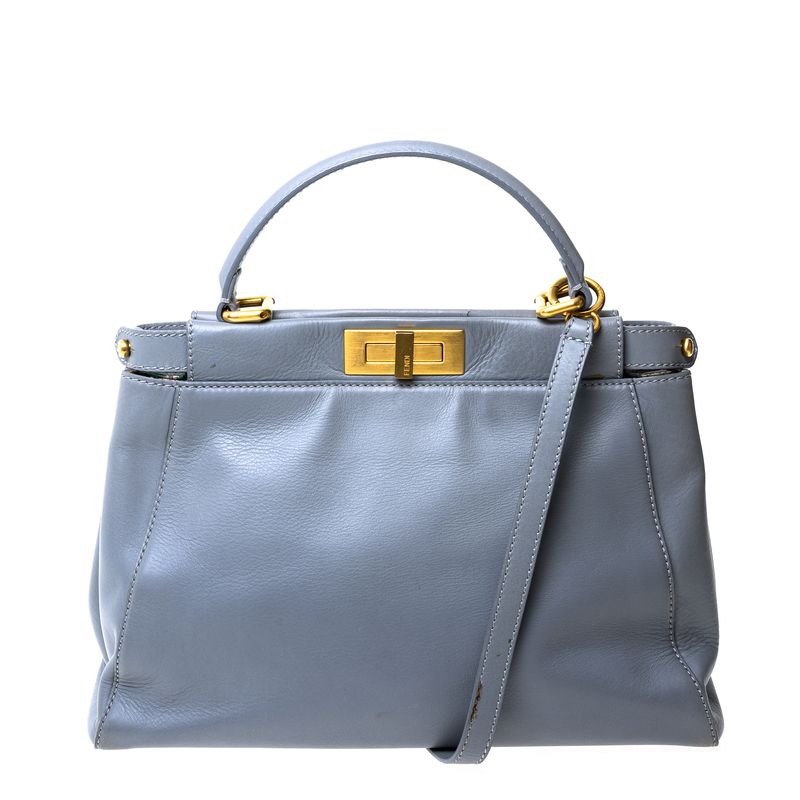 Bolsa-Fendi-Peekaboo-Couro-Cinza