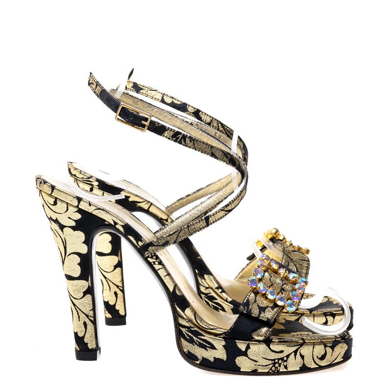 Sandalia-Dolce---Gabbana-Jacquard-Preto-e-Dourado