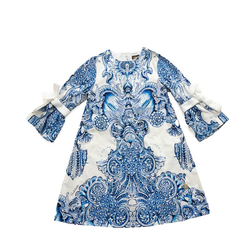 Vestido-Roberto-Cavalli-Infantil-Estampado-Azul-e-Branca