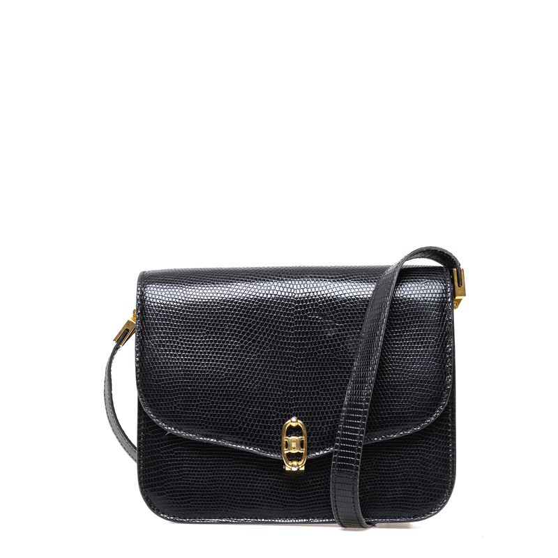 Bolsa-Celine-Vintage-Couro-Croco-Preto