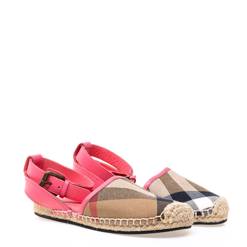 Alpargata-Burberry-Infantil-House-Check-e-Couro-Rosa