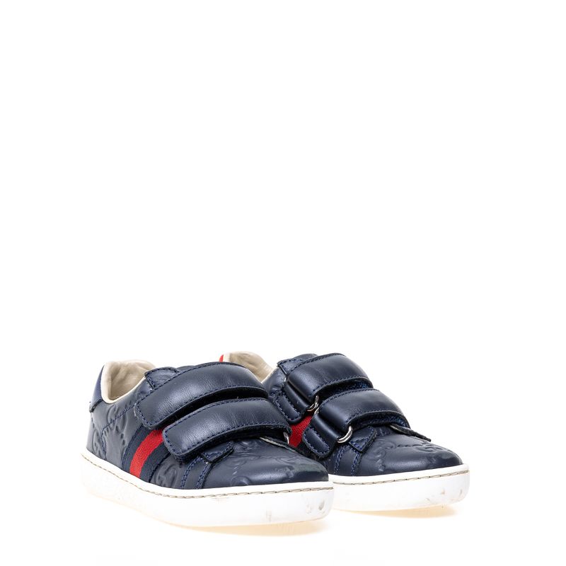 Tenis-Gucci-Infantil-Guccissima-Couro-Azul-e-Faixa-Web