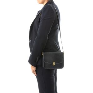 Bolsa Celine Vintage Couro Croco Preto
