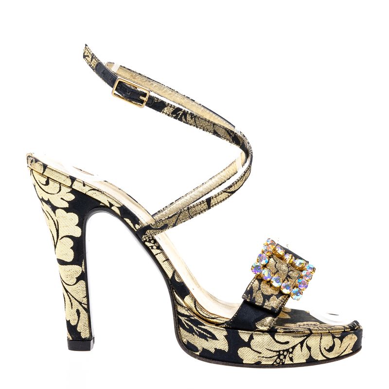Sandalia-Dolce---Gabbana-Jacquard-Preto-e-Dourado