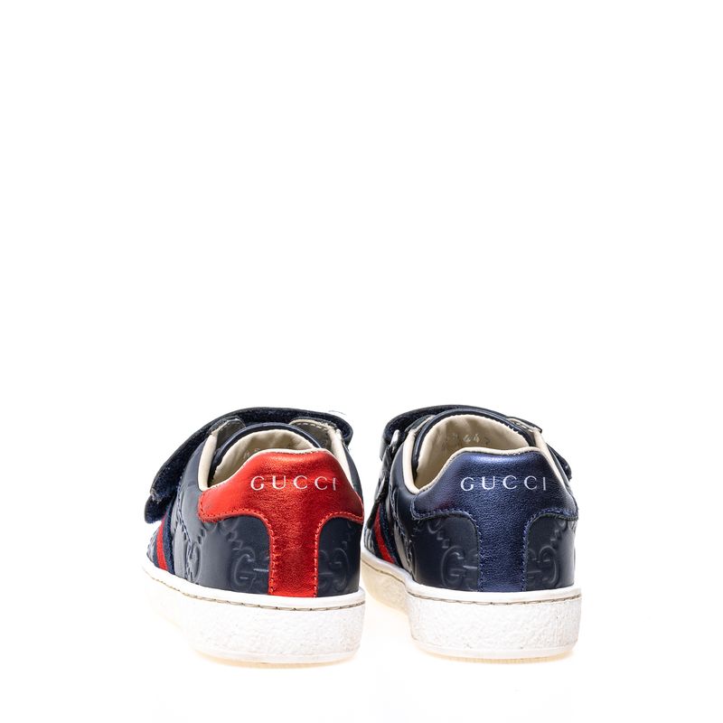 Tenis-Gucci-Infantil-Guccissima-Couro-Azul-e-Faixa-Web