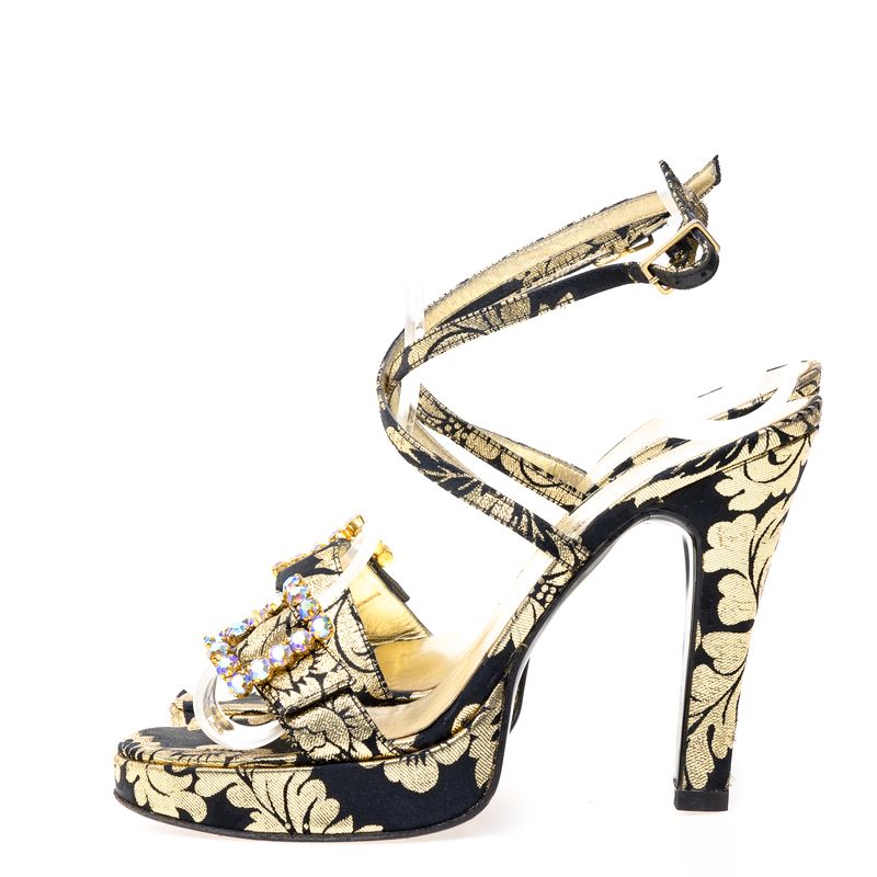 Sandalia-Dolce---Gabbana-Jacquard-Preto-e-Dourado