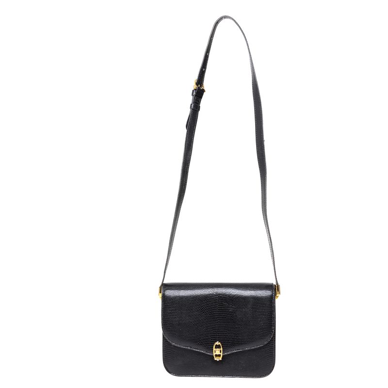 Bolsa-Celine-Vintage-Couro-Croco-Preto