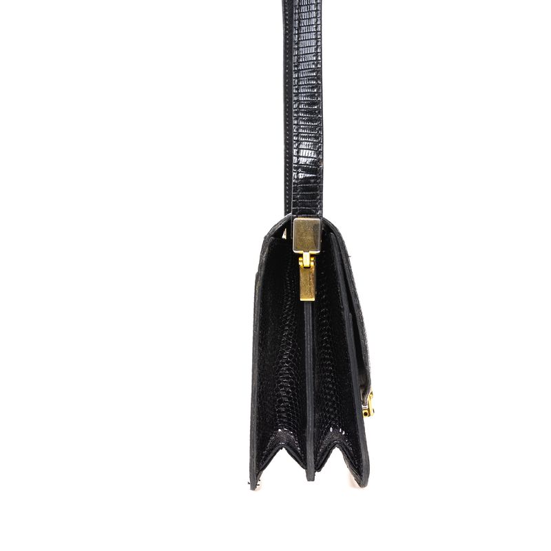 Bolsa-Celine-Vintage-Couro-Croco-Preto
