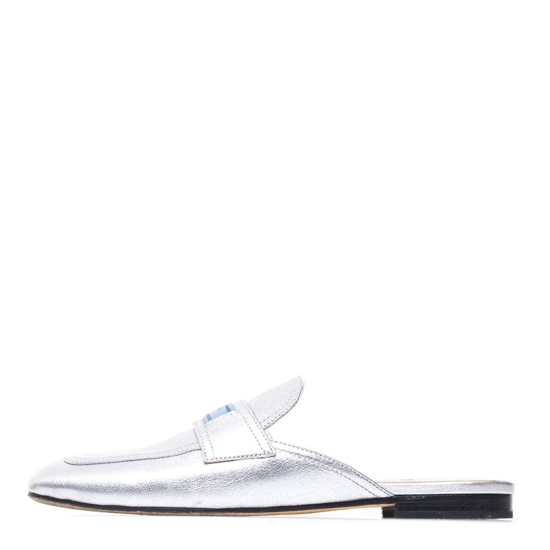 Mule-Prada-Couro-Prateado