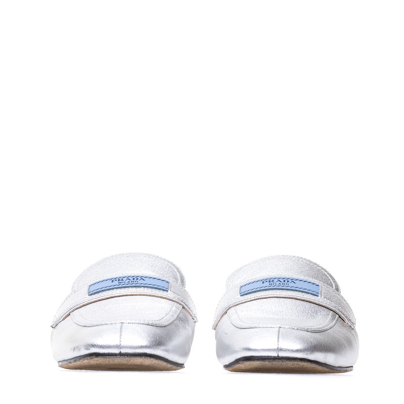 Mule-Prada-Couro-Prateado