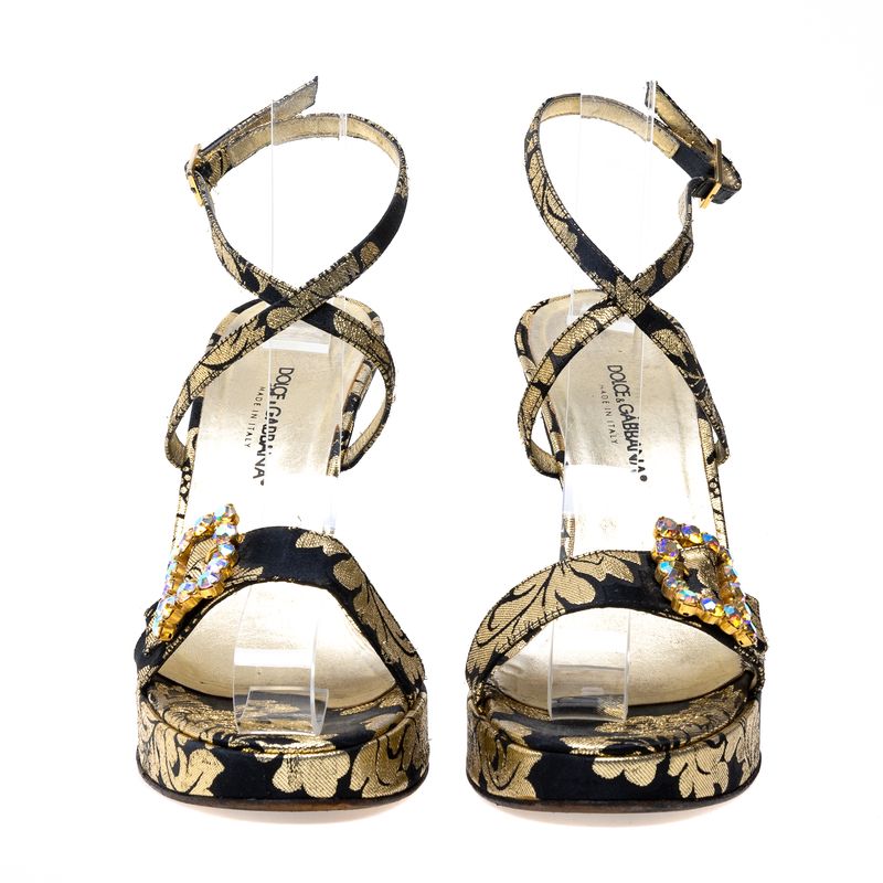 Sandalia-Dolce---Gabbana-Jacquard-Preto-e-Dourado