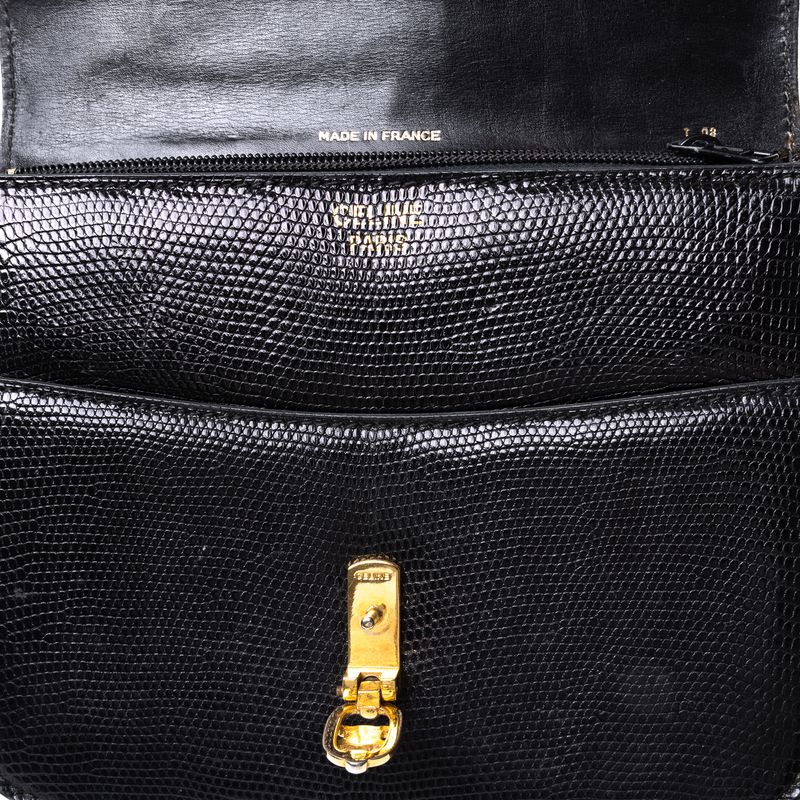 Bolsa-Celine-Vintage-Couro-Croco-Preto