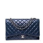 Bolsa-Chanel-Classic-Maxi-Single-Flap-Lambskin-Azul-Marinho