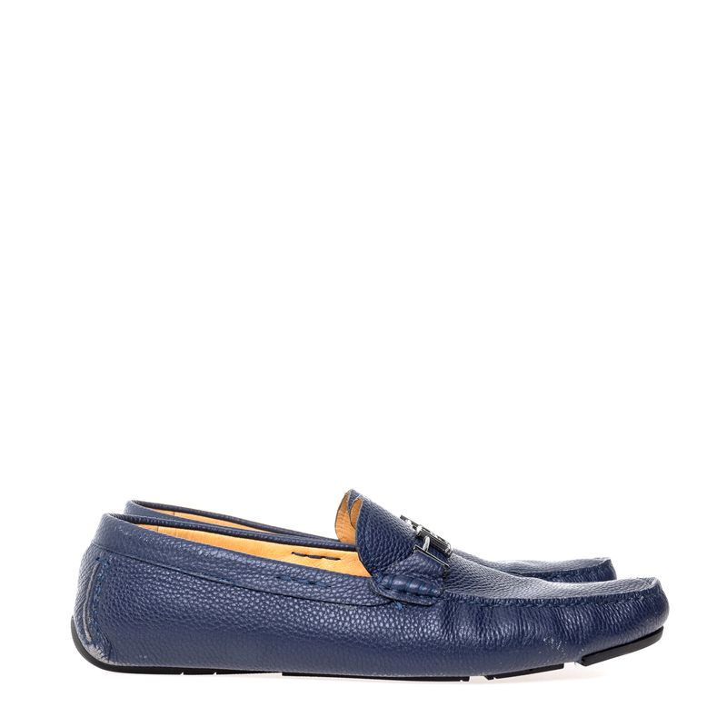 Mocassim-Balmain-Couro-Azul-Marinho-com-Logo