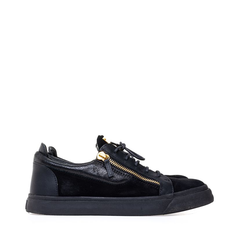 Tenis-Giuseppe-Zanotti-Frankie-Couro-e-Camurca-Preto