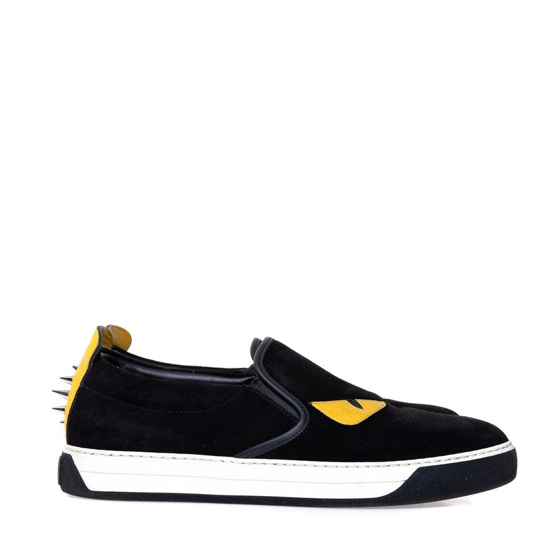 Tenis-Fendi-Slip-On-Monster-Camurca-Preto