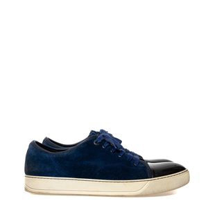 Tênis Lanvin Camurça Azul Marinho e Verniz Preto