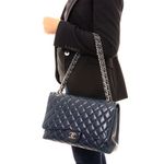 Bolsa-Chanel-Classic-Maxi-Single-Flap-Lambskin-Azul-Marinho