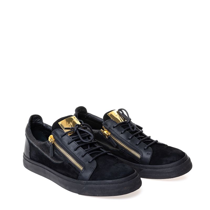 Tenis-Giuseppe-Zanotti-Frankie-Couro-e-Camurca-Preto