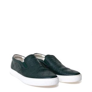 Tênis Gucci Slip On GG Supreme Couro Verde Musgo