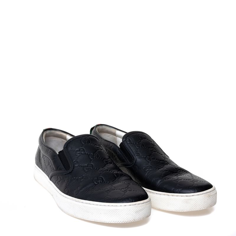 Tenis-Gucci-Slip-On-GG-Supreme-Couro-Preto
