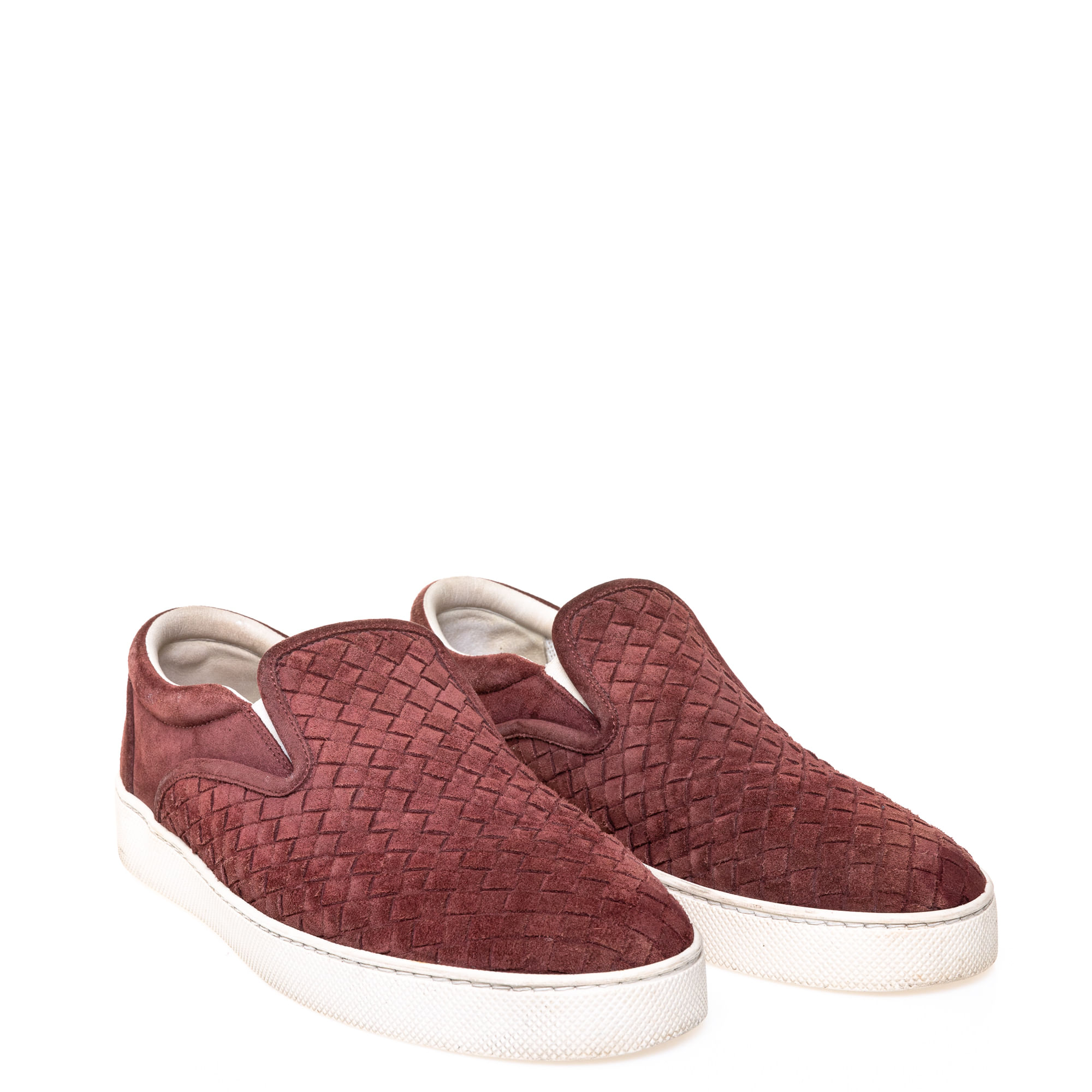 Tenis Bottega Veneta Slip On Intrecciato Camurca Vinho Brecho de luxo Prettynew