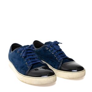 Tênis Lanvin Camurça Azul Marinho e Verniz Preto