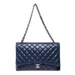 Bolsa-Chanel-Classic-Maxi-Single-Flap-Lambskin-Azul-Marinho