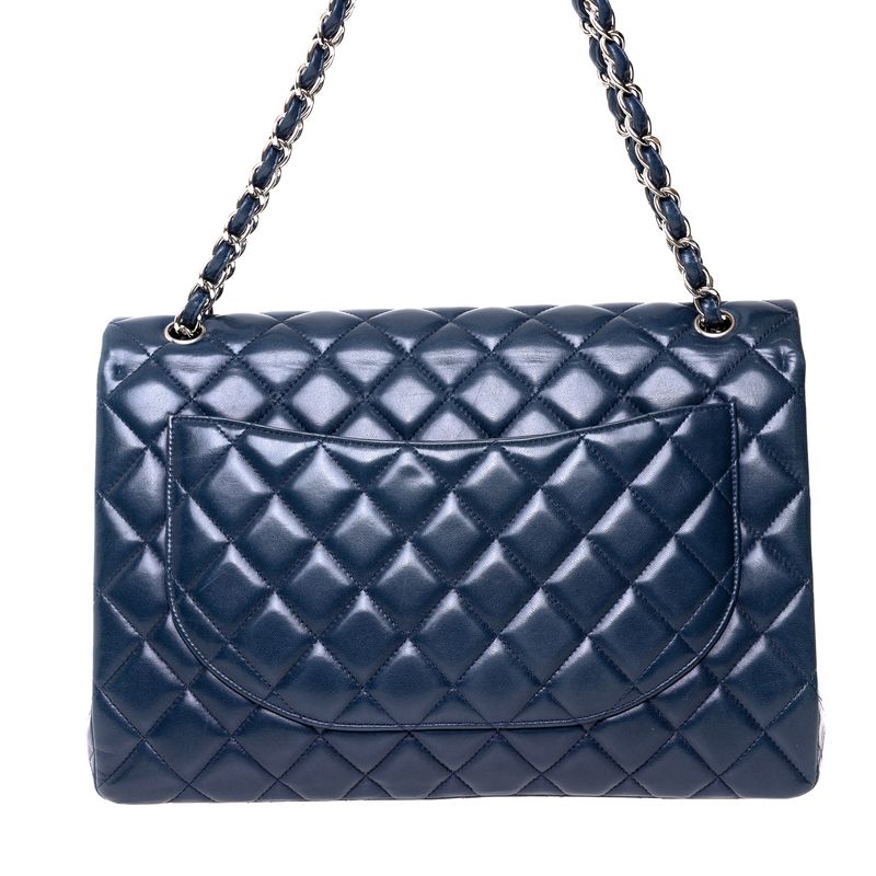 Bolsa-Chanel-Classic-Maxi-Single-Flap-Lambskin-Azul-Marinho