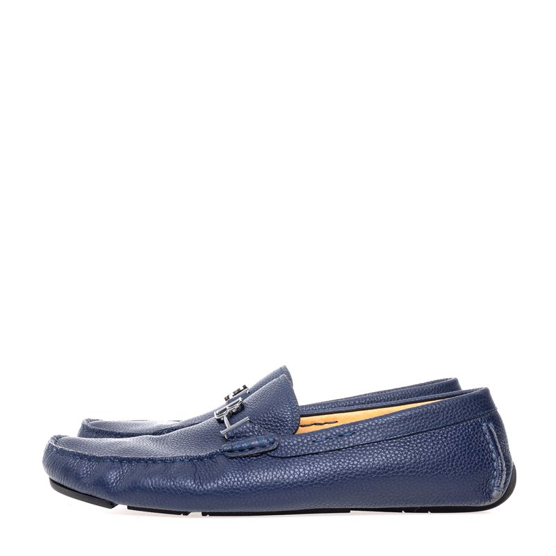 Mocassim-Balmain-Couro-Azul-Marinho-com-Logo