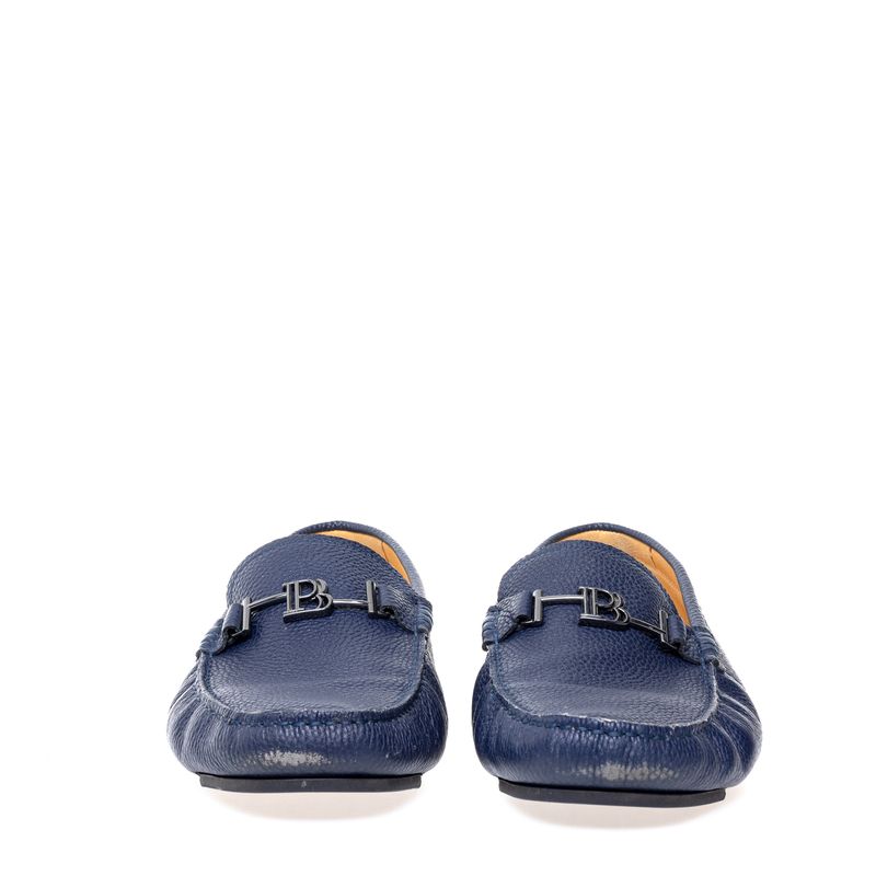 Mocassim-Balmain-Couro-Azul-Marinho-com-Logo