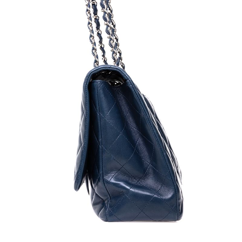 Bolsa-Chanel-Classic-Maxi-Single-Flap-Lambskin-Azul-Marinho