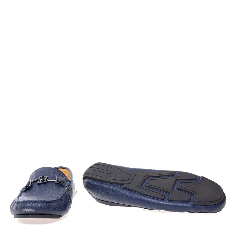 Mocassim-Balmain-Couro-Azul-Marinho-com-Logo