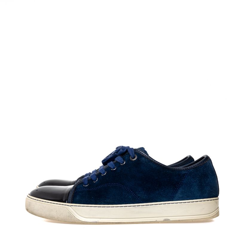 Tenis-Lanvin-Camurca-Azul-Marinho-e-Verniz-Preto