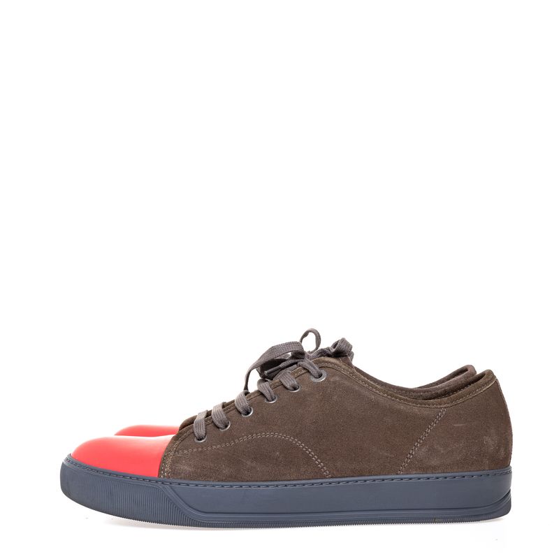 Tenis-Lanvin-Camurca-Marrom-e-Bico-Vermelho