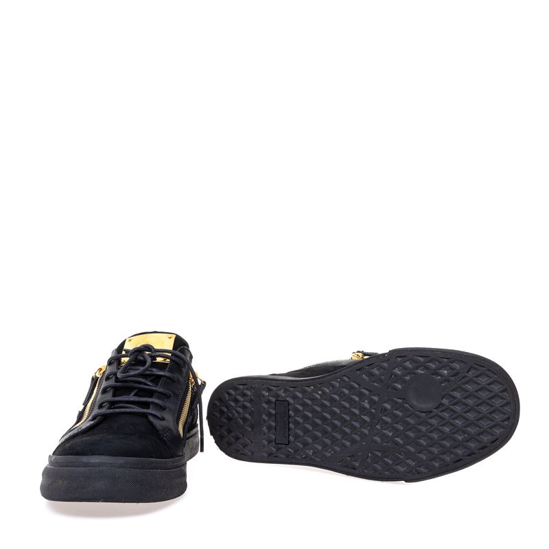 Tenis-Giuseppe-Zanotti-Frankie-Couro-e-Camurca-Preto