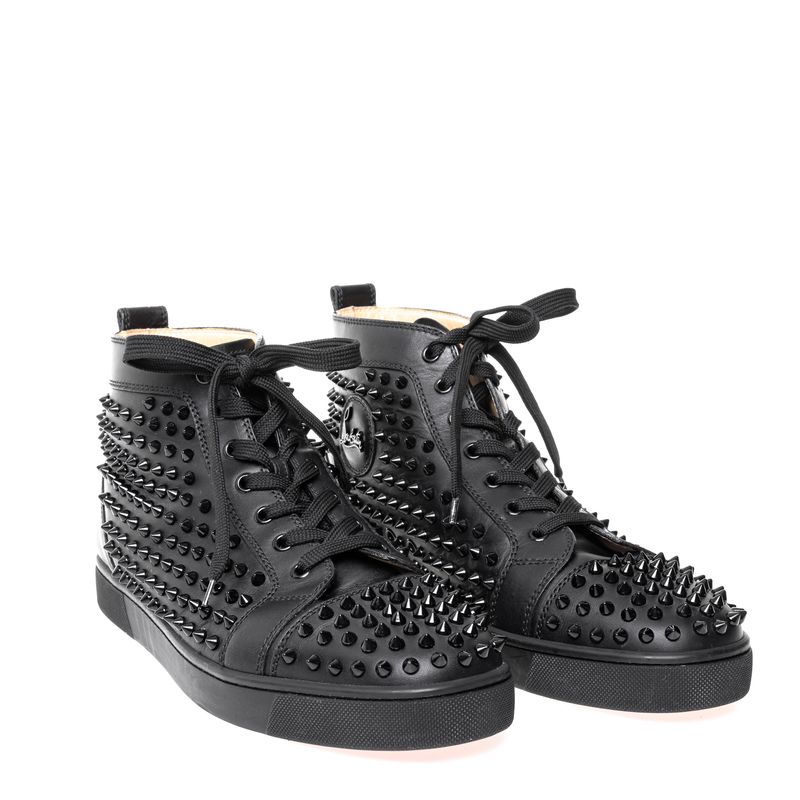67531-Tenis-Christian-Louboutin-Louis-Spikes-Orlato-Couro-Preto-verso