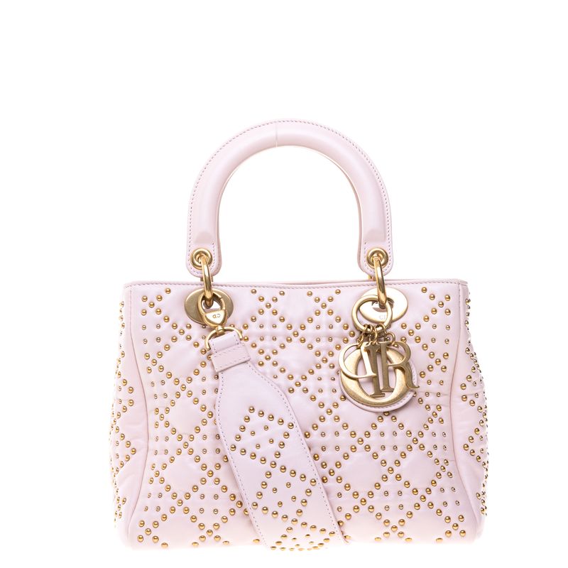 Bolsa-Christian-Dior-Lady-Dior-Studded-Rosa-Claro