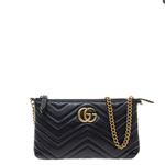 Bolsa-Carteira-Gucci-GG-Marmont-Couro-Preto-com-Alca