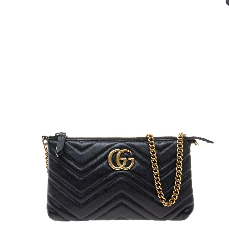 Bolsa-Carteira-Gucci-GG-Marmont-Couro-Preto-com-Alca
