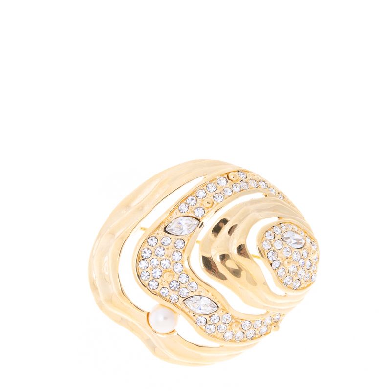 Broche-Swarovski-Concha-Dourado-Cristais-e-Perola