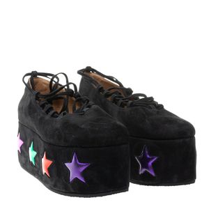 Sapato Plataforma Botti + Alix Camurça Preta e Estrelas