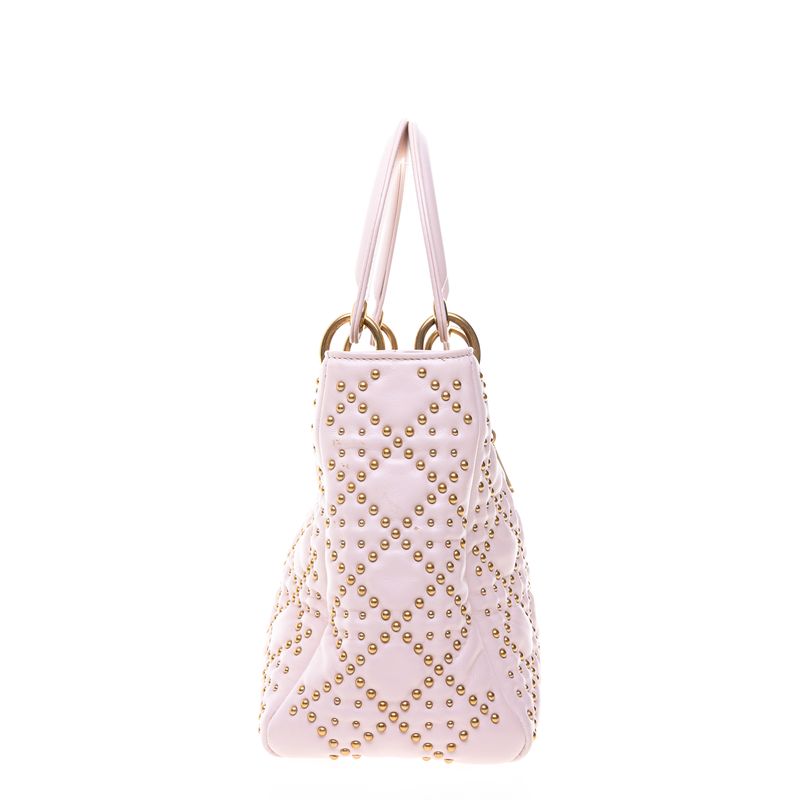 Bolsa-Christian-Dior-Lady-Dior-Studded-Rosa-Claro