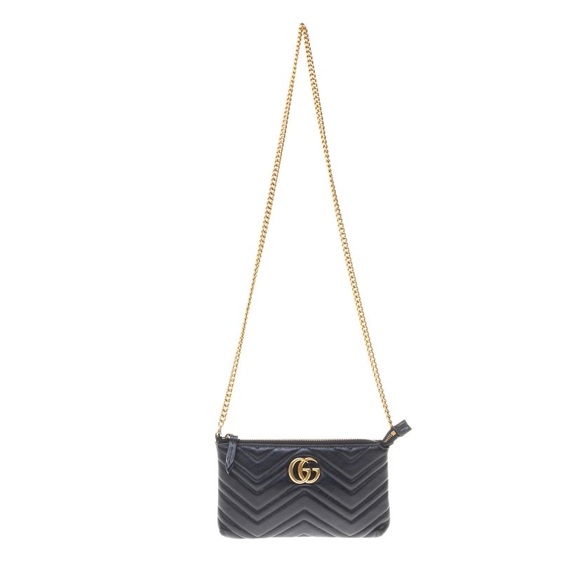 Bolsa-Carteira-Gucci-GG-Marmont-Couro-Preto-com-Alca