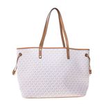 Bolsa-Michael-Kors-Tote-Monogram-Branco-e-Caramelo-com-Clutch