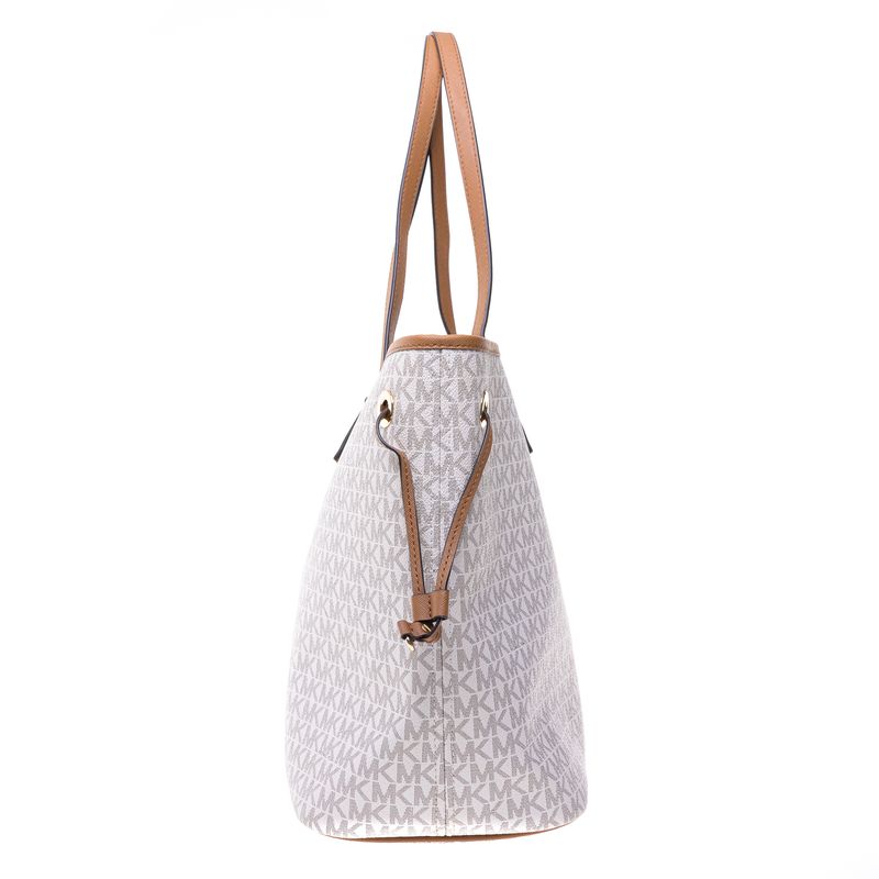 Bolsa-Michael-Kors-Tote-Monogram-Branco-e-Caramelo-com-Clutch