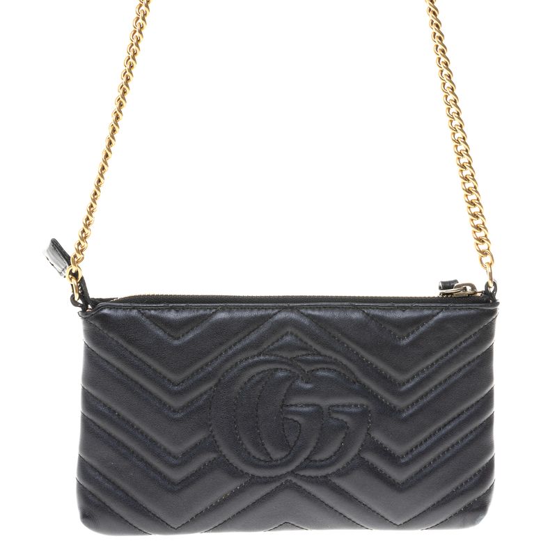 Bolsa-Carteira-Gucci-GG-Marmont-Couro-Preto-com-Alca