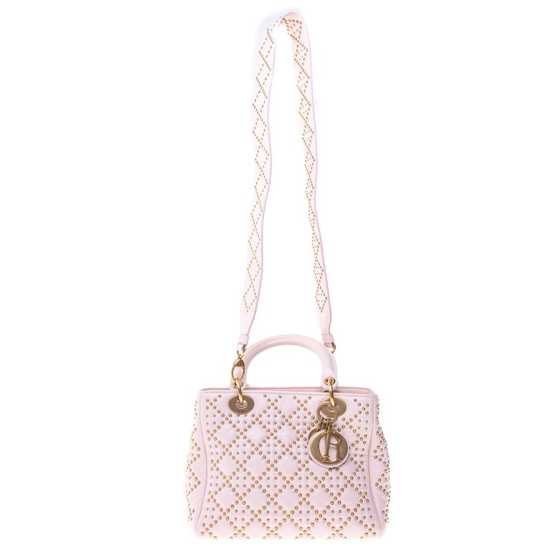 Bolsa-Christian-Dior-Lady-Dior-Studded-Rosa-Claro
